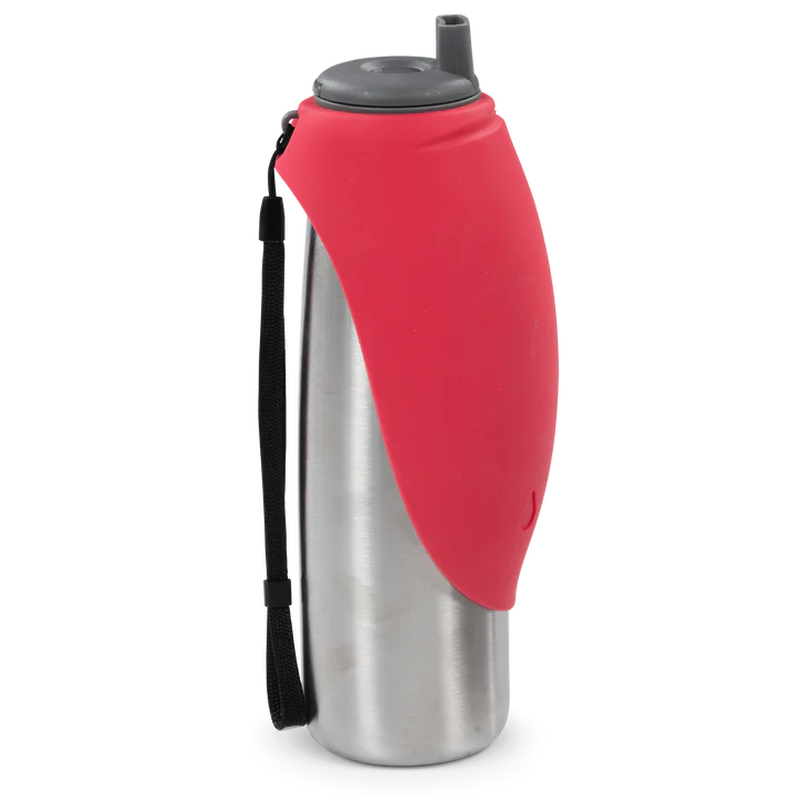 MESSY MUTTS - STAINLESS TRAVEL WATER BOTTLE WITH FLIP UP BOWL 700ML