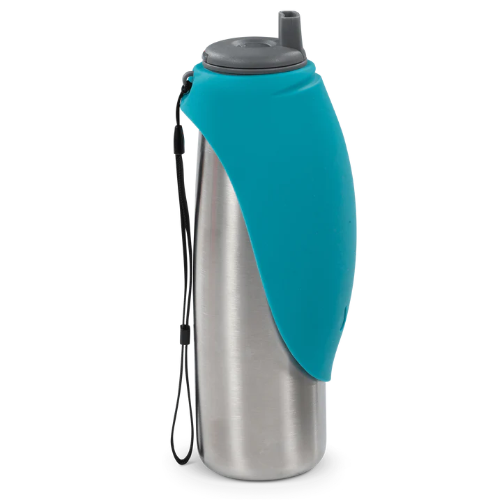 MESSY MUTTS - STAINLESS TRAVEL WATER BOTTLE WITH FLIP UP BOWL 700ML