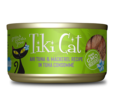 TIKI CAT AHI TUNA & MACKEREL RECIPE IN TUNA CONSOMMÉ WET CAT FOOD 2.8OZ