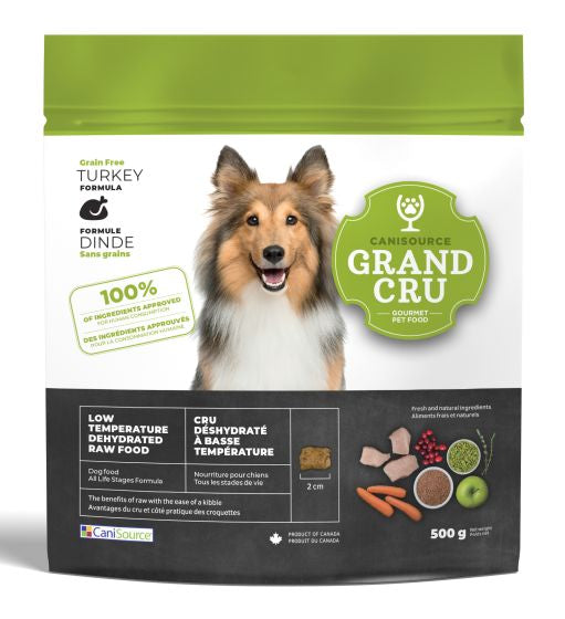 CANISOURCE GRAND CRU LOW TEMPERATURE DEHYDRATED RAW GRAIN FREE TURKEY FORMULA DOG FOOD 500G