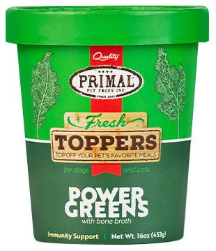 PRIMAL FROZEN POWER GREENS FRESH TOPPER CAT-DOG 16 OZ.