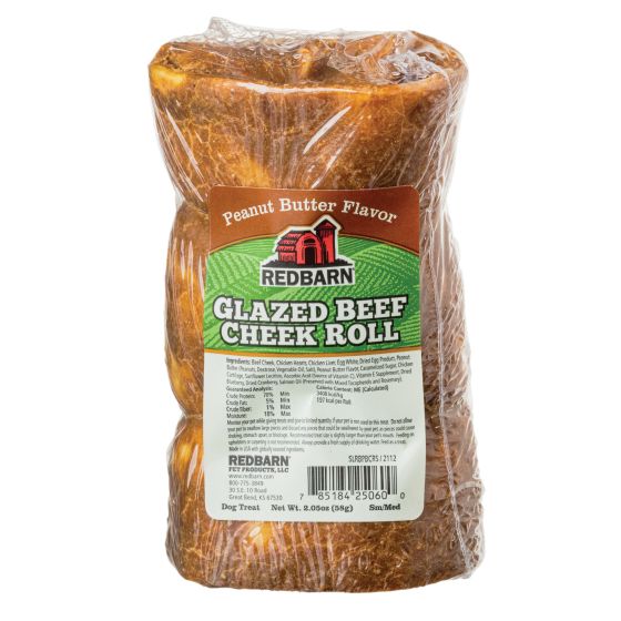 RED BARN GLAZED CHEEK BEEF ROLL SMALL/MEDIUM DOG - PEANUT BUTTER FLAVOUR