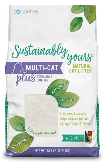 SUSTAINABLY YOURS NATURAL BOIODEGRADABLE EXTRA ODOR CONTROL MULTICAT CAT 13LB - 2PCK
