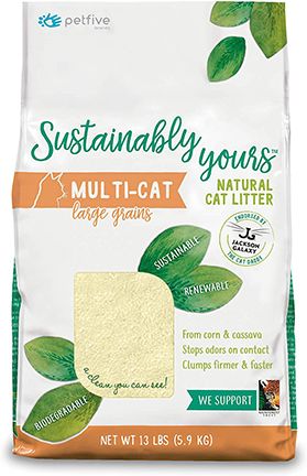 SUSTAINABLY YOURS NATURAL BIODEGRADABLE MULTICAT LARGE GRAINS CAT 13LB - 2 PACK
