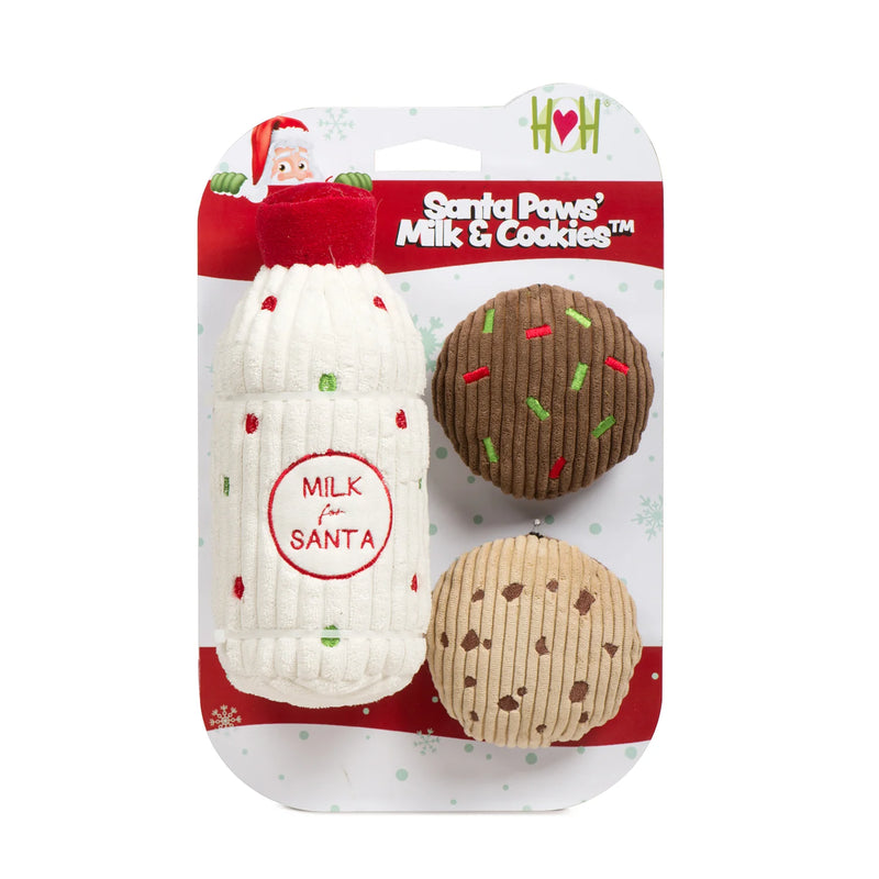SANTA PAWS DOG GIFT SET MILK & COOKIES 3-PIECE HOLIDAY PACK
