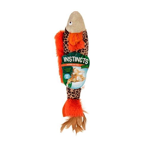 INSTINCTS BY SMARTYKAT FIN FRENZY HAPPYNIP SILVERVINE & CATNIP CRINKLE PLUSH KICKER CAT TOY