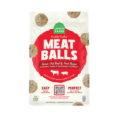 OPEN FARM FRESHLY CRAFTED MEATBALLS GRASS-FED BEEF & PORK RECIPE 14OZ