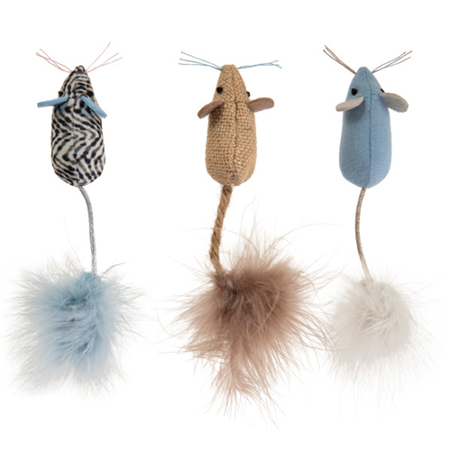 INSTINCTS BY SMARTYKAT CATNIP CARAVAN. HAPPYNIP SILVERVINE & CATNIP TOSS AND BAT PLUSH MICE CAT TOYS, SET OF 3
