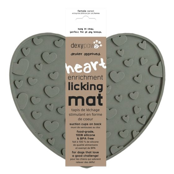 DEXYPAWS DEXTER APPROVED HEART ENRICHMENT LICKING MAT, KHAKI GREEN CAT