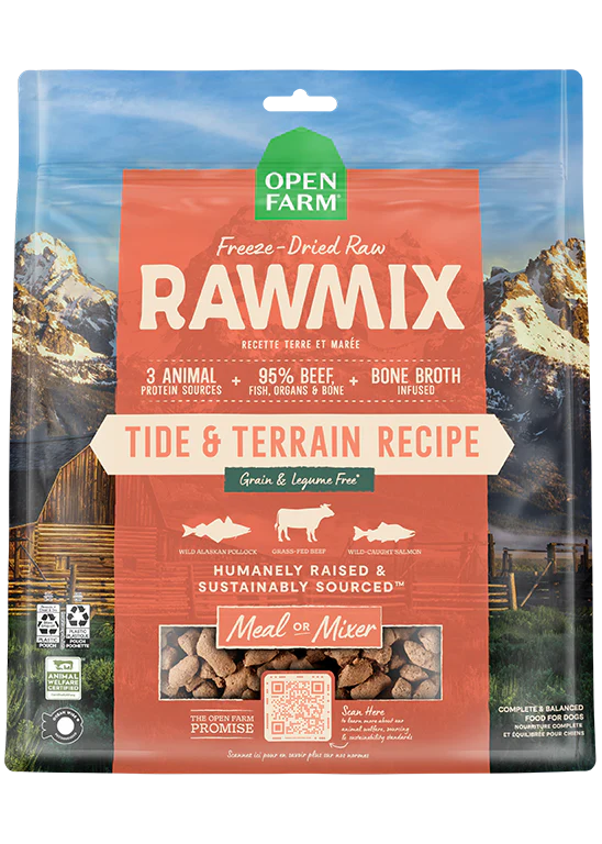 OPEN FARM RAWMIX TIDE & TERRAIN FREEZE DRIED RAW RECIPE 13.5OZ