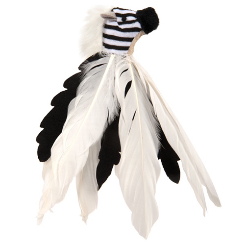 INSTINCTS BY SMARTYKAT ZINGY ZEBRA TOSS & CHASE FEATHERED HAPPYNIP SILVERVINE & CATNIP PLUSH CAT TOY