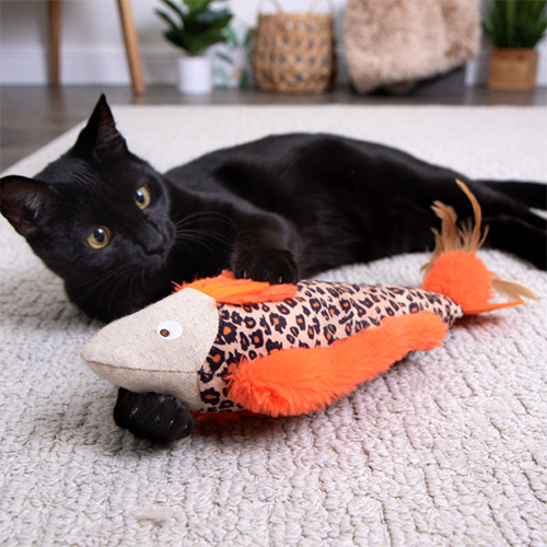 INSTINCTS BY SMARTYKAT FIN FRENZY HAPPYNIP SILVERVINE & CATNIP CRINKLE PLUSH KICKER CAT TOY