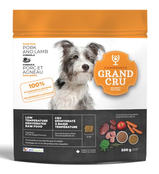 CANISOURCE GRAND CRU LOW TEMPERATURE DEHYDRATED RAW GRAIN FREE PORK & LAMB FORMULA DOG FOOD 500G