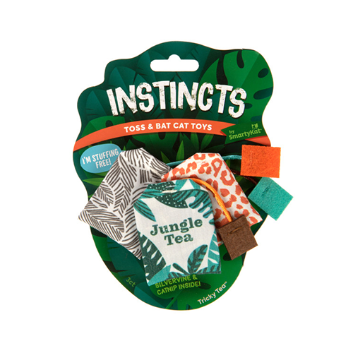 INSTINCTS BY SMARTYKAT TRICKY TEA HAPPYNIP SILVERVINE & CATNIP FILLED TOSS & BAT CAT TOYS, SET OF 3