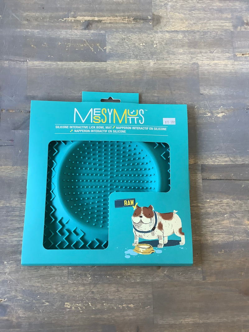 MESSY MUTTS - SILICONE THERAPEUTIC LICKING BOWL MAT 10x10, BLUE