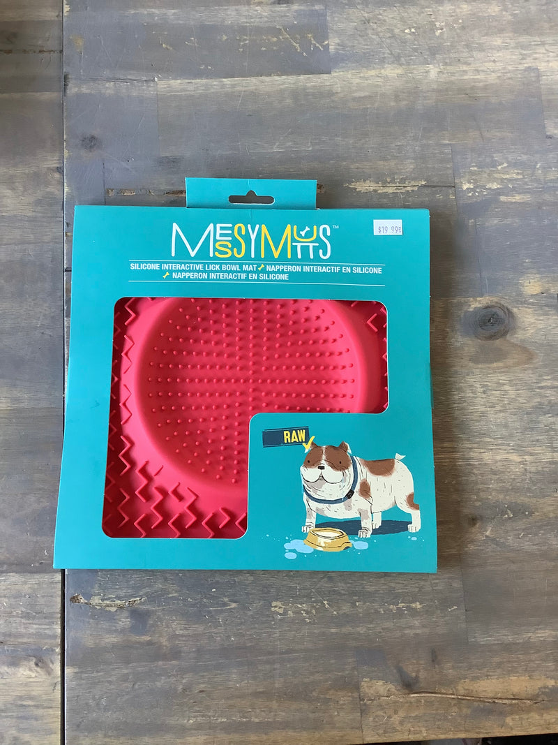 MESSY MUTTS - SILICONE THERAPEUTIC LICKING BOWL MAT 10x10, RED