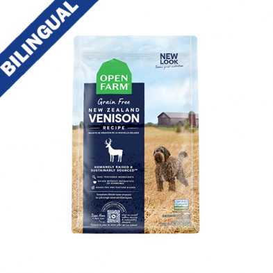 OPEN FARM NEW ZELAND VENISON GRAIN FREE DRY DOG FOOD 22LB