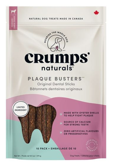 CRUMPS PLAQUE BUSTERS ORIGINAL DOG 10PC 7IN 270G (MEDIUM/LARGE DOGS)