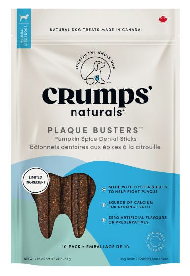 CRUMPS PLAQUE BUSTERS WITH PUMPKIN SPICE DOG 10PC 7IN 270G (MEDIUM/LARGE DOGS)