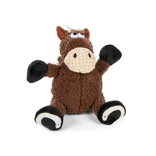 GODOG CHECKERS SITTING HORSE MEDIUM DOG TOY