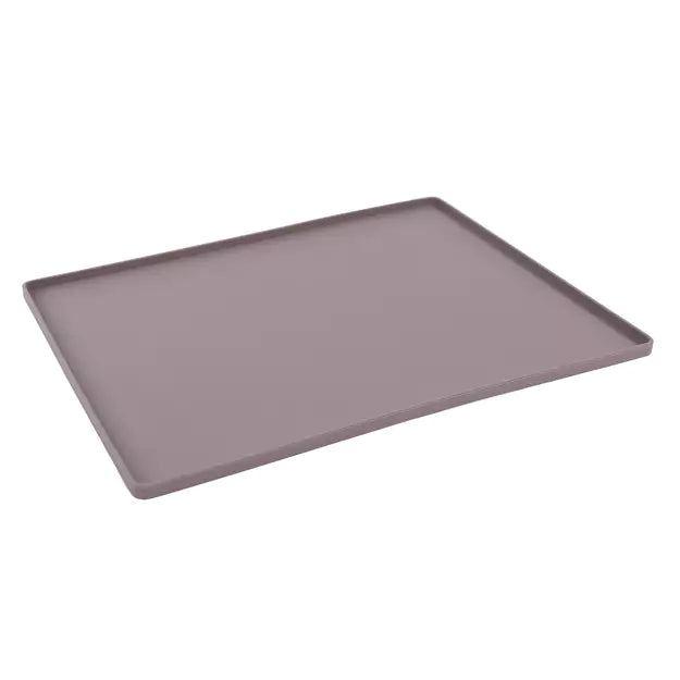 MESSY MUTTS SILICONE BOWL MAT WITH RAISED EDGE, SMALL, DARK GREY (15.75”X11.8”X0.4”)