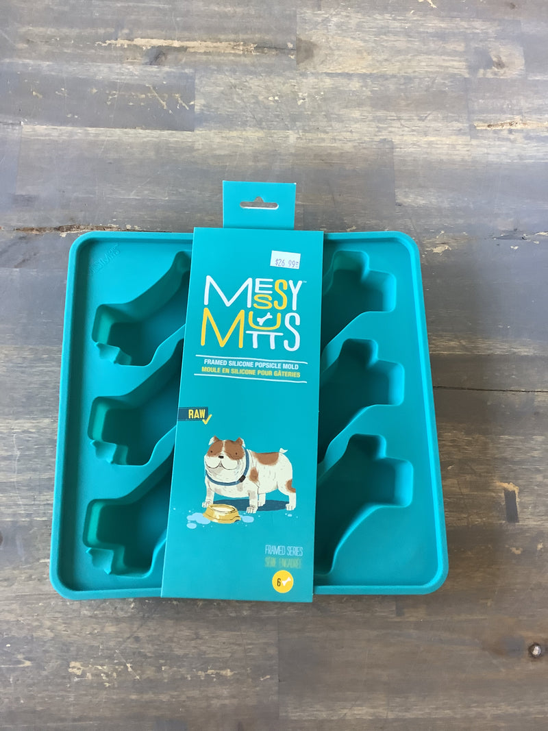 MESSY MUTTS - FRAMED SILICONE POPSICLE TREAT MAKER 10x10, BLUE