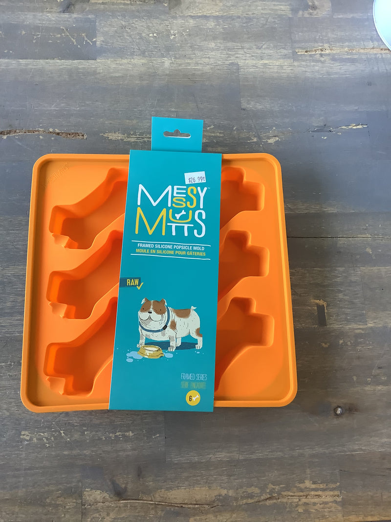 MESSY MUTTS - FRAMED SILICONE POPSICLE TREAT MAKER 10x10, ORANGE