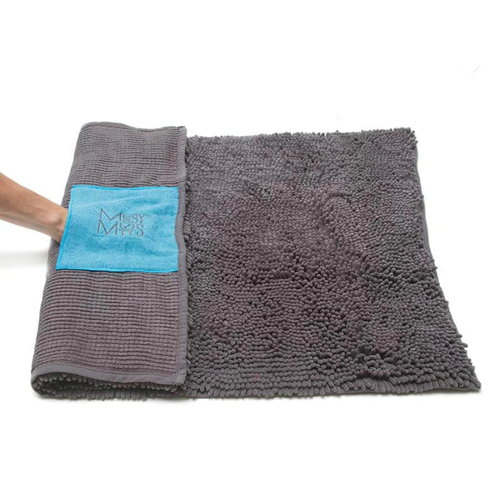 MESSY MUTTS - MICROFIBER DOG DRYING MAT AND TOWL WITH HAND POCKETS, SMALL, 31.5” X 21”