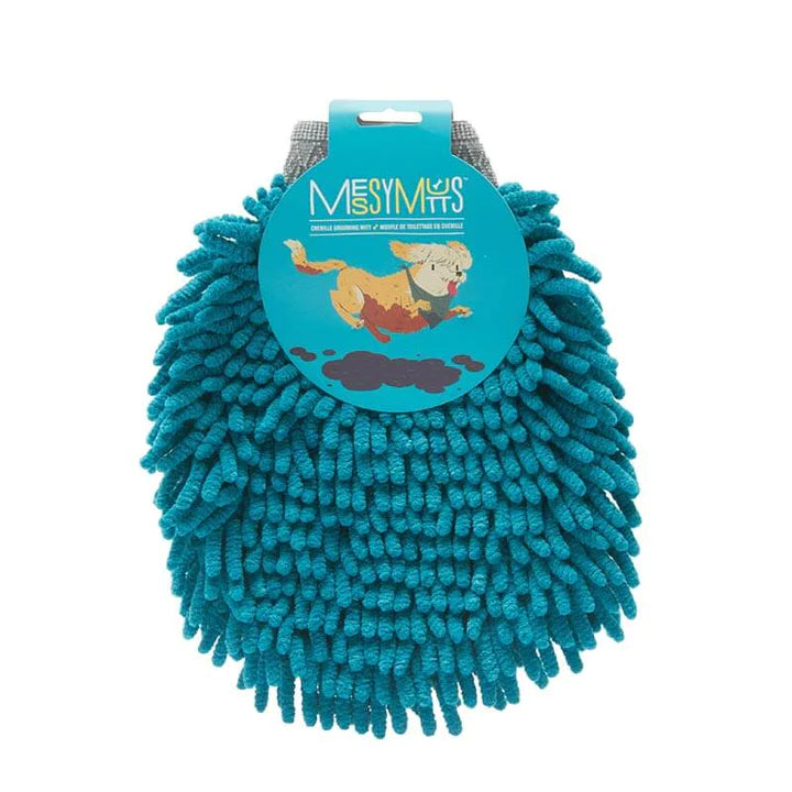 MESSY MUTTS - MICROFIBER CHENILLE DOG GROOMING MITT, PAW CLEANER