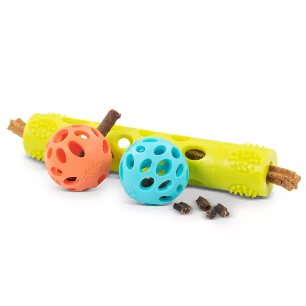 MESSY MUTTS - TOTALLY POOCHED HUFF’N PUFF RUBBER BALL & STICK SET 3PC
