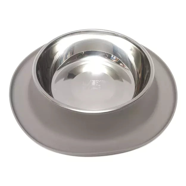 MESSY MUTTS - SILICONE FEEDER WITH STAINLESS BOWL 6 CUPS, XL GREY