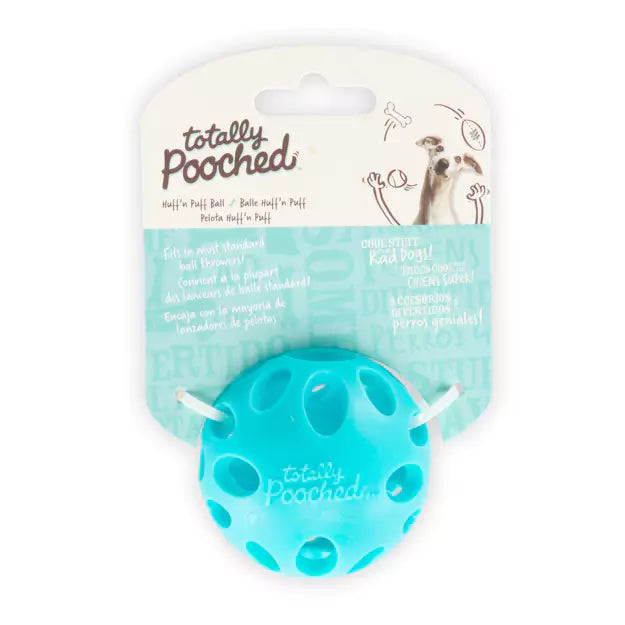 MESSY MUTTS - TOTALLY POOCHED HUFF’N PUFF RUBBER BALL, TEAL