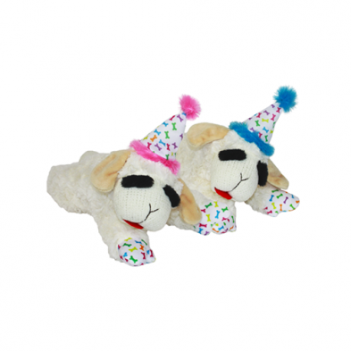 MULTIPET LAMB CHOP WITH BIRTHDAY HAY 10.5" DOG TOY