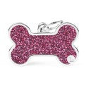 MY FAMILY SHINE XL GLITTER PINK BONE ID TAG