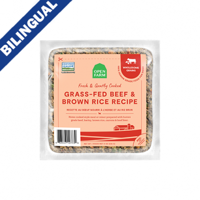 OPEN FARM GRASS-FED BEEF & BROWN RICE GENTLY COOKED RECIPE FROZEN DOG FOOD 8OZ