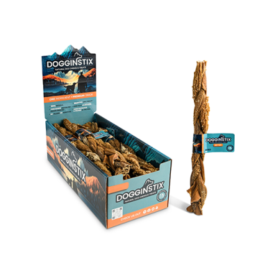 DOGGINSTIX BRAIDED BEEF TRIPE 12" NATURAL DOG CHEWS & TREATS (15CT)