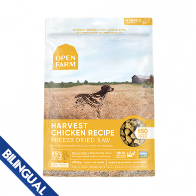 OPEN FARM HARVEST CHICKEN FREEZE-DRIED RAW DOG FOOD 22 OZ