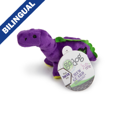GODOG JUST FOR ME DINOS SQUEAKY BRUTO PURPLE MINI DOG TOY