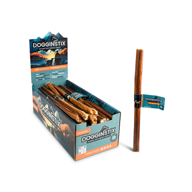 DOGGINSTIX BULLY STICKS 12" STANDARD NATURAL DOG CHEWS & TREATS