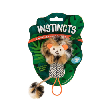 INSTINCTS BY SMARTYKAT PRIDEFUL PLAYER HAPPYNIP SILVERVINE & CATNIP LAUNCH & CHASE PLUSH CAT TOY