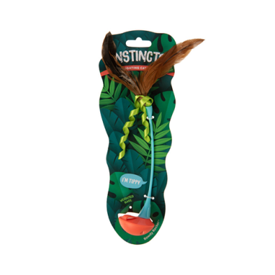 INSTINCTS BY SMARTYKAT ROWDY ROCKER SELF-RIGHTING WAND CAT TOY WITH FEATHERS & RIBBONS