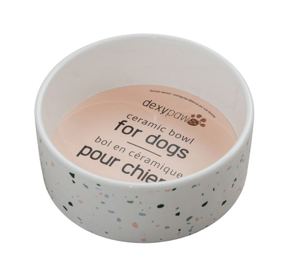 DEXYPAWS CERAMIC DOG BOWL, TERRAZZO 50OZ DOG 1PC