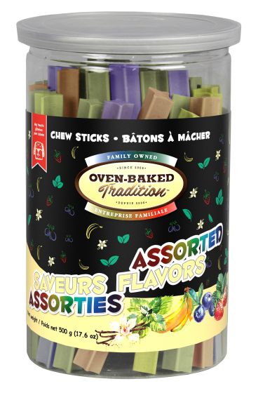 OVEN-BAKED TRADITION ASSORTED FLAVOURS CHEW STICKS DOG 500G