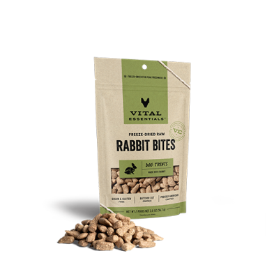 VITAL ESSENTIALS FREEZE-DRIED RABBIT BITES DOG TREATS 2 OZ