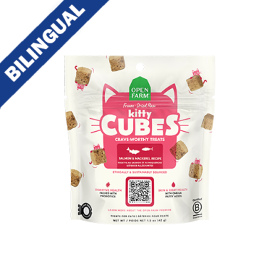 OPEN FARM FREEZE-DRIED RAW KITTY CUBES SALMON & MACKEREL RECIPE CAT TREATS 1.5OZ