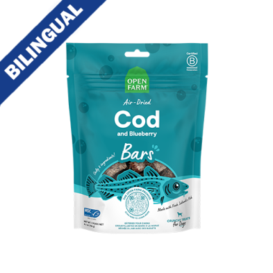 OPEN FARM AIR DRIED COD & BLUEBERRY BARS CRUNCHY DOG TREATS 4.1OZ