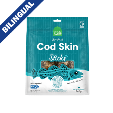 OPEN FARM AIR DRIED COD SKIN STICKS CRUNCHY DOG TREATS 4.9OZ