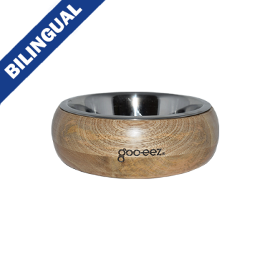 GOO-EEZ® ROUNDED MANGO WOOD WITH STAINLESS STEEL BOWL LARGE