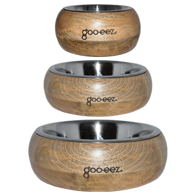 GOO-EEZ® ROUNDED MANGO WOOD WITH STAINLESS STEEL BOWL LARGE