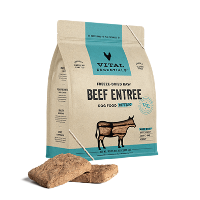 VITAL ESSENTIALS® FREEZE-DRIED RAW BEEF ENTREE DOG FOOD PATTIES 30 OZ